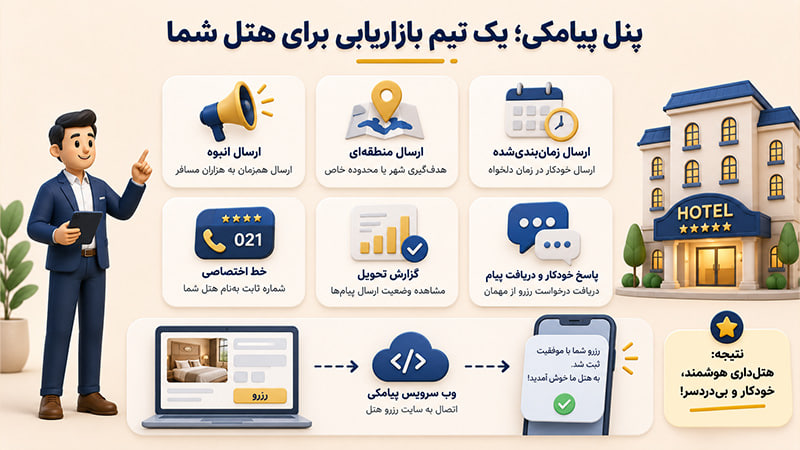 پنل پیامکی یک تیم بازاریابی برای هتل شما